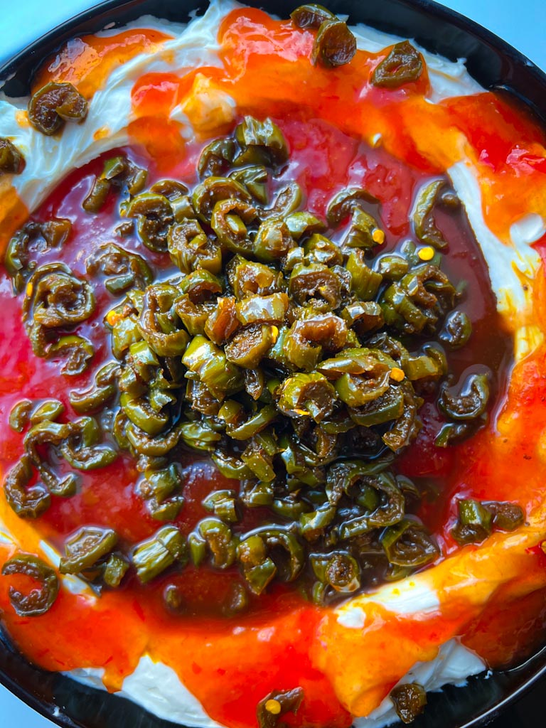 Easy cream cheese appetizer with candied jalapenos