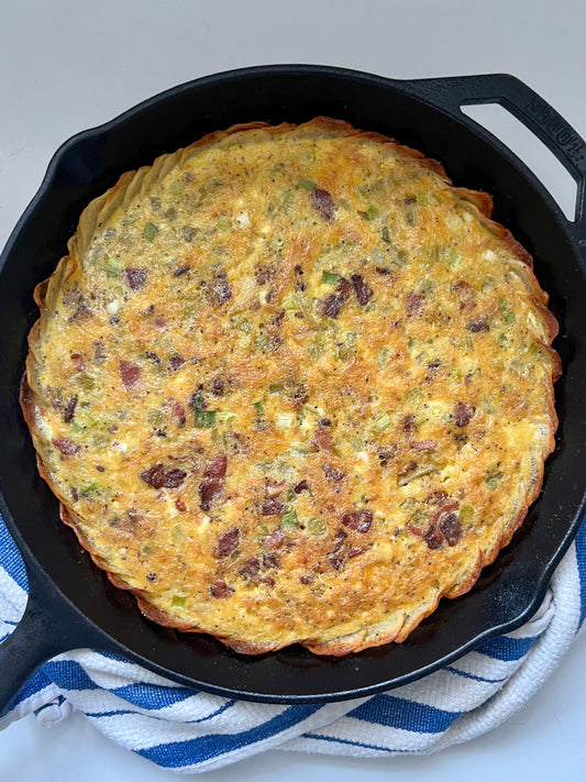 Potato Crusted Quiche with Bacon, Cheddar, and Hatch Green Chiles Heather Hartman Health