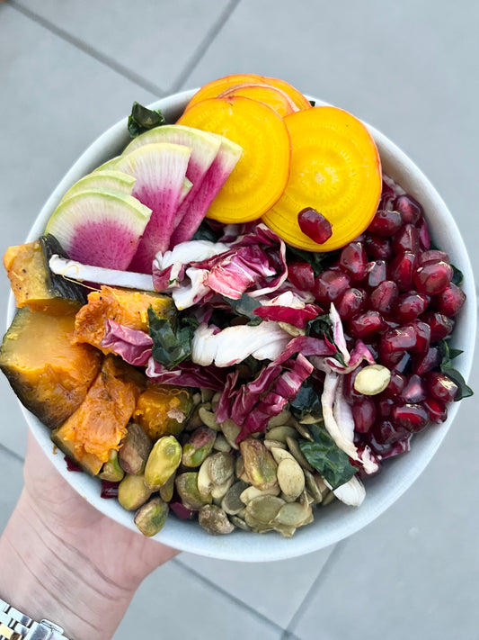 Hearty Winter Salad + Ginger Pomegranate Vinaigrette