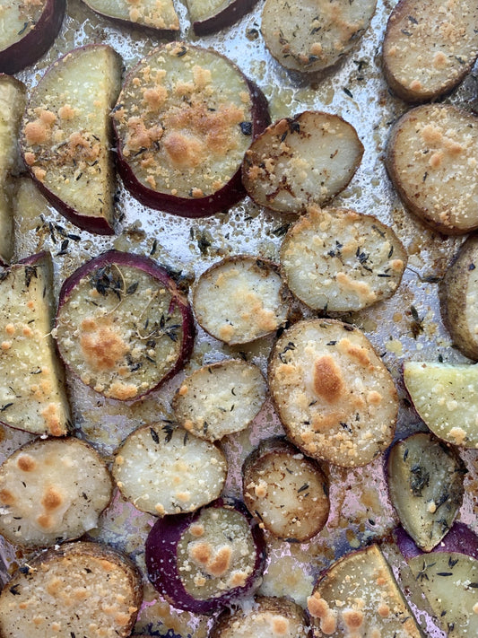 Crispy Herby Parmesan Sweet Potatoes Heather Hartman