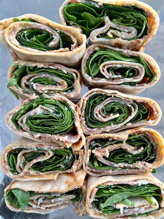 Salami, Spinach and Sun-Dried Tomato Pinwheels | Heather Hartman Health